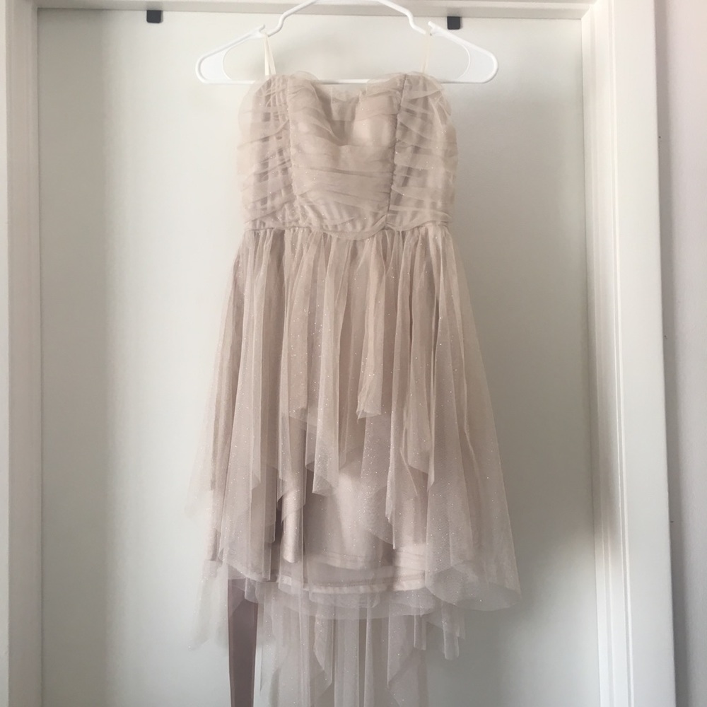 Strapless Cream Sparkly Party Dress